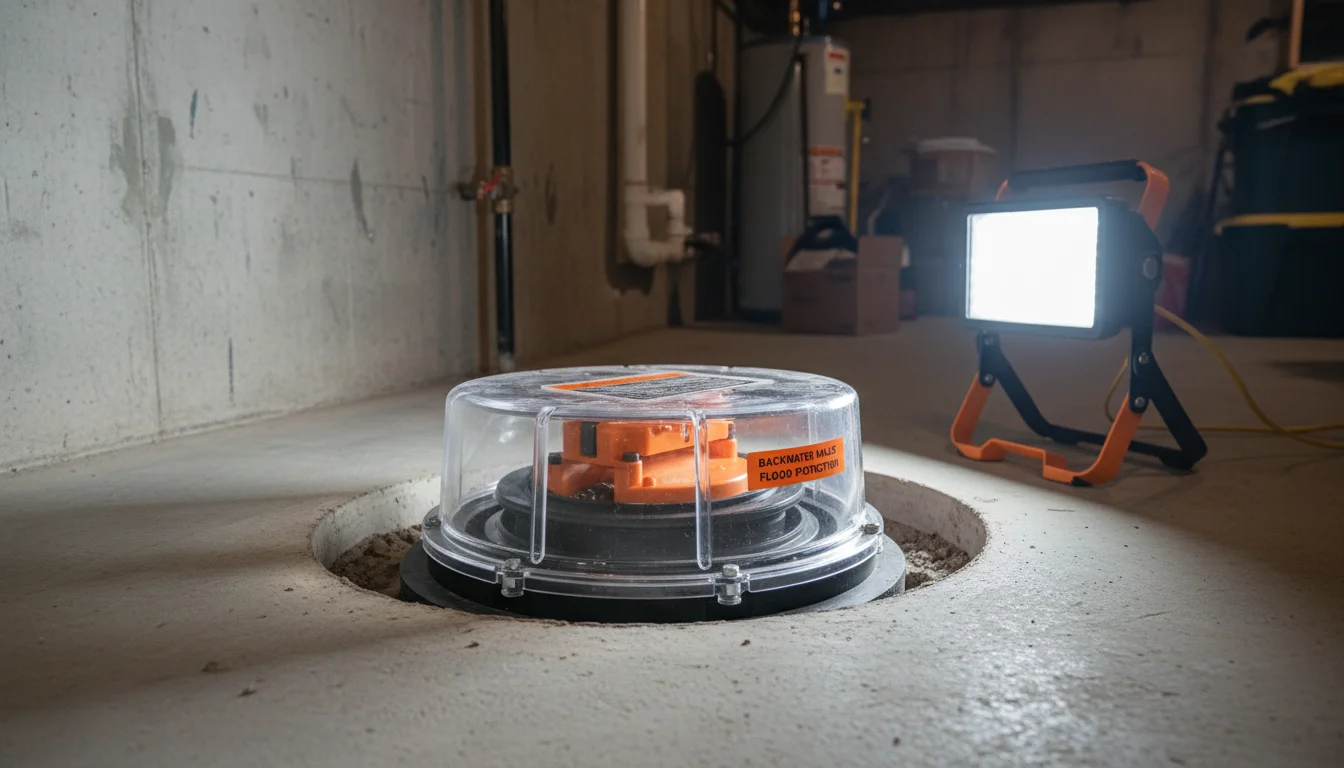 Backwater valve installation process in Toronto showing main drain line location and proper valve placement