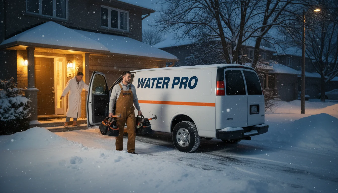 Emergency plumber responding to a late-night plumbing crisis in Toronto home