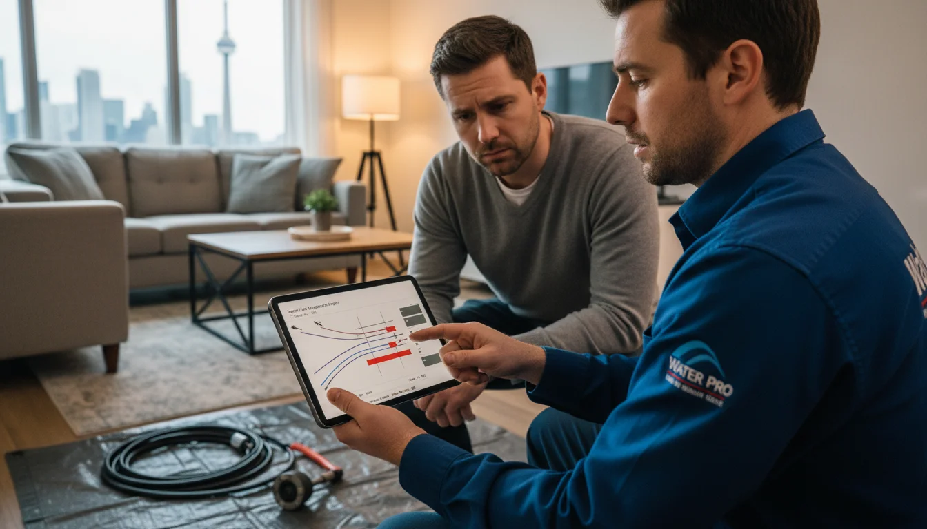 Professional sewer camera inspection report showing pipe condition and recommendations
