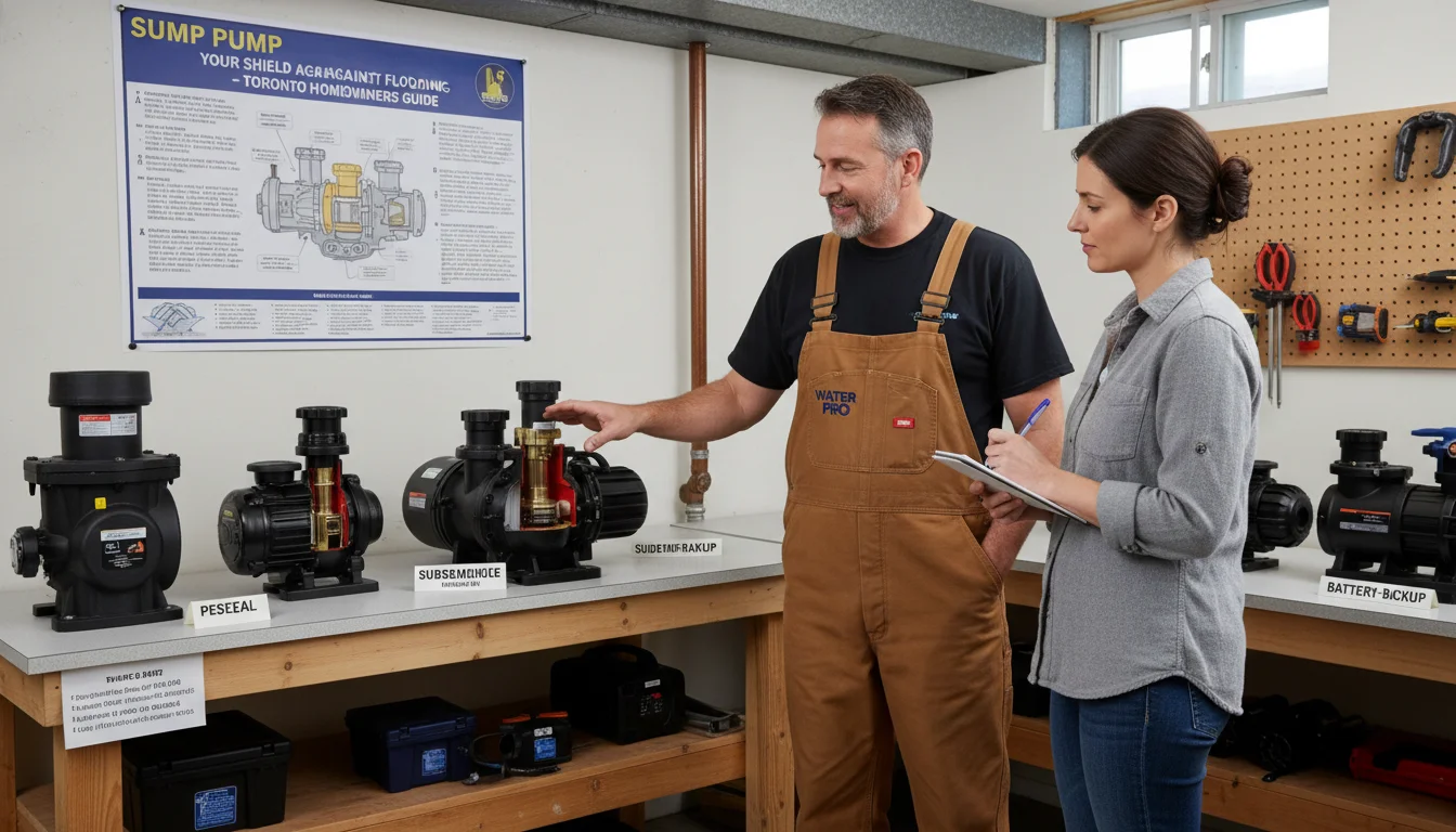 Side-by-side comparison of sump pump and ejector pump installations in Toronto basement