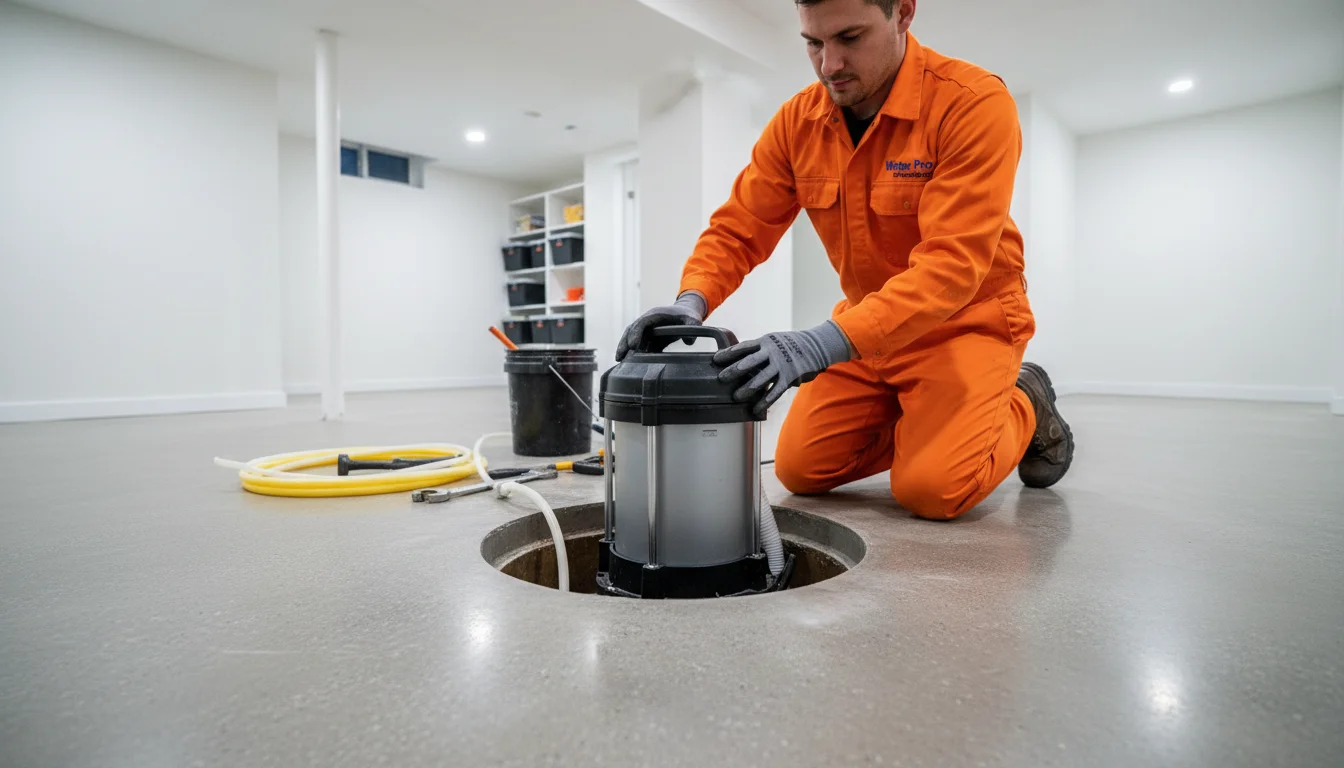 Diagram showing legal vs illegal sump pump discharge options in Toronto with distances and slopes marked