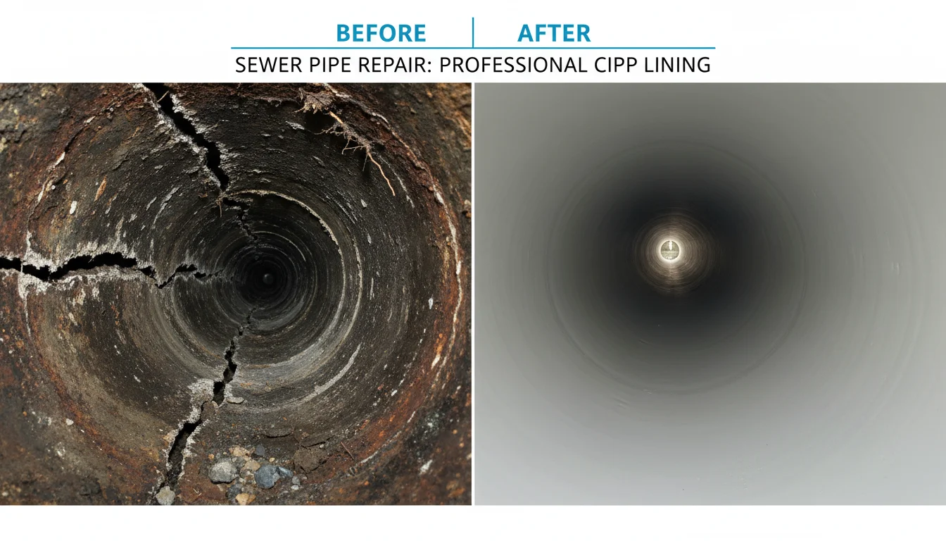 Before and after trenchless sewer repair showing preserved Toronto backyard